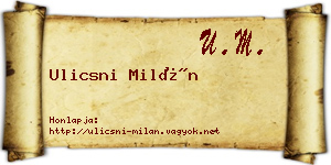 Ulicsni Milán névjegykártya