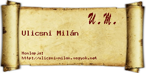 Ulicsni Milán névjegykártya