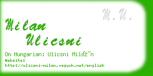 milan ulicsni business card